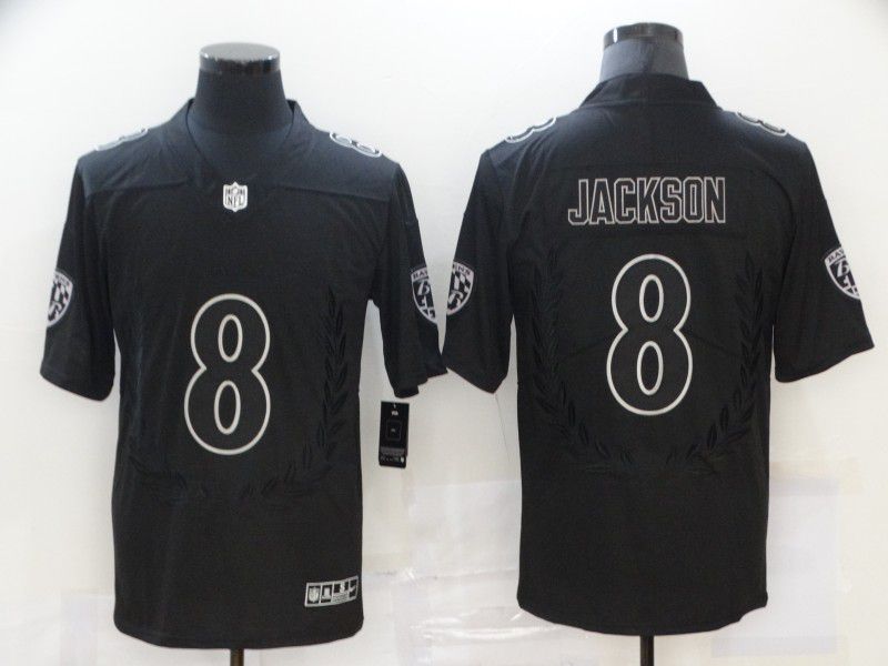 Men Baltimore Ravens 8 Jackson Black Commemorative Edition 2020 NFL Nike Jerseys